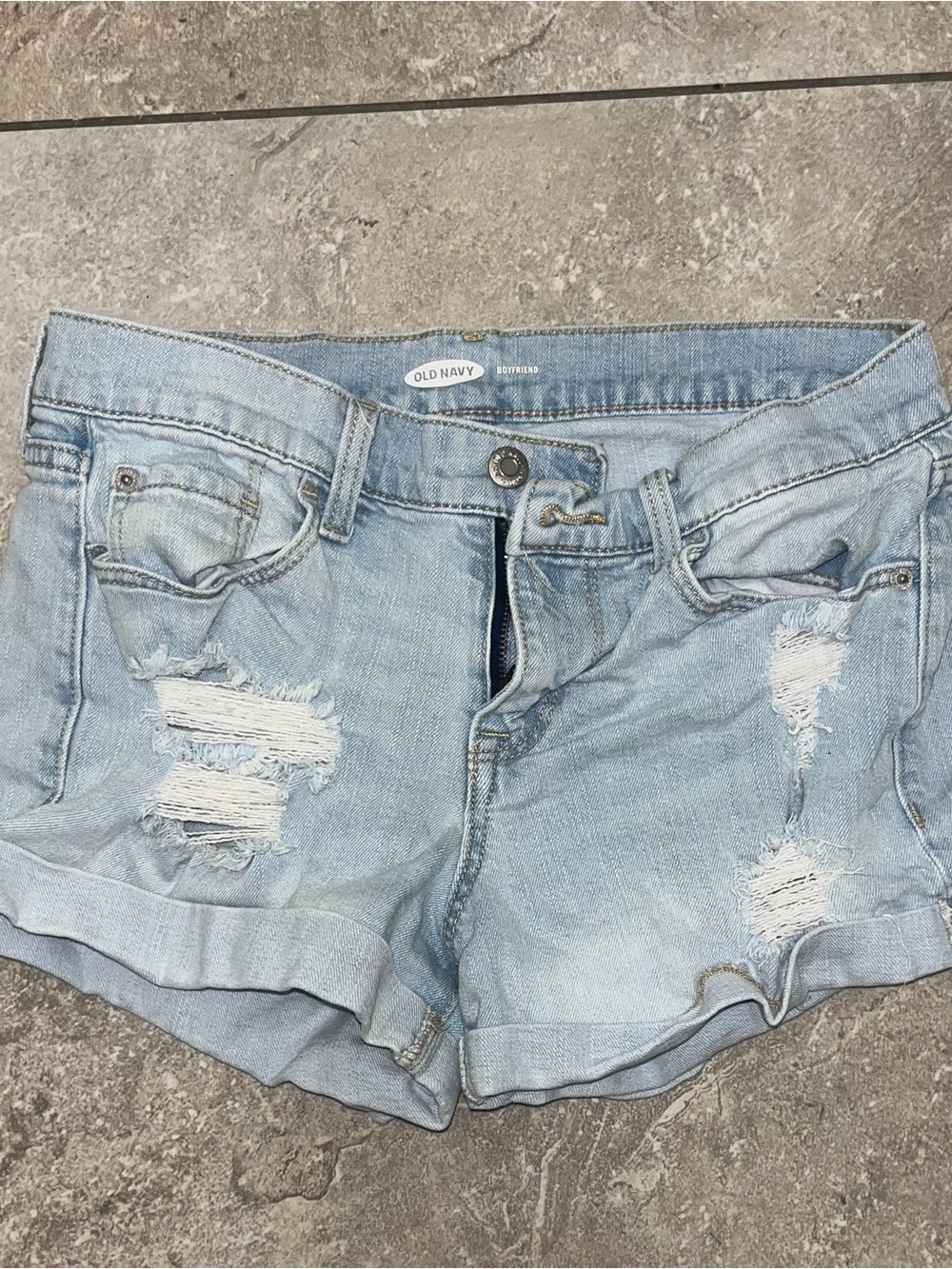 Old Navy Light Wash Distressed Denim Boyfriend Shorts - Women